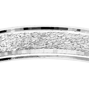 Alliance en argent rhodi� 4mm finition effet givr� et bords facet�s brillants - Vue 2