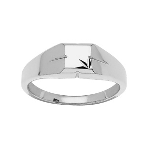 Chevali�re en argent rhodi� petit plateau carr� cisel� en �toile dans angle - Vue 2