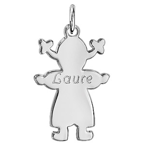 Pendentif en argent petite fille � graver - Vue 2
