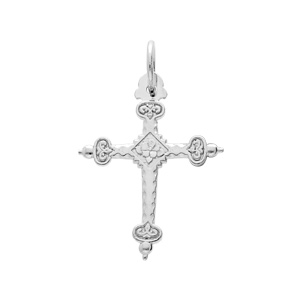 Pendentif en argent platin� croix de Savoie motif recto/verso moyen mod�le - Vue 2