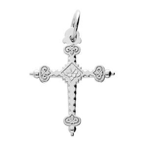 Pendentif en argent platin� croix de Savoie motif recto/verso grand mod�le - Vue 2
