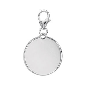 Pendentif en argent m�daille � graver sur mousqueton - plaque fine - Vue 2