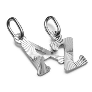 Pendentif en argent rhodi� lettre Z stri�es - Vue 2