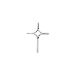 Pendentif en argent et dorure jaune croix stylis�e avec oxydes blancs sertis - Vue 2