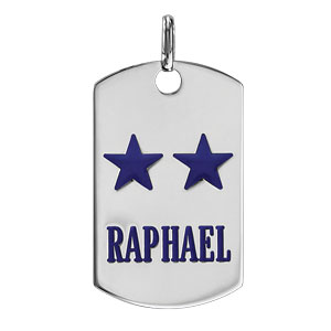 Pendentif en argent plaque G.I. avec les pans arrondis � graver et b�li�re - Vue 2