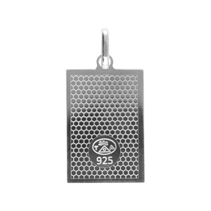 Pendentif en argent rhodi� plaque G.I. rectangulaire zodiaque Vierge mat et brillant - Vue 2
