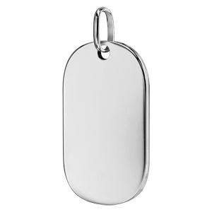 Pendentif en argent plaque G.I. avec pans arrondis grand mod�le 20mm X 33mm - plaque prestige - Vue 2