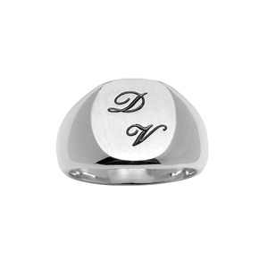 Chevali�re en argent plateau ovale bross� en biais - Vue 2