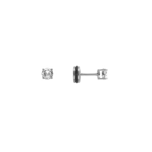 Boucles d\'oreille tige en acier oxyde 4mm blanc fermoir � vis et caoutchouc - Vue 2