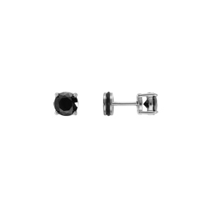 Boucles d\'oreille tige en acier oxyde 6mm noir fermoir � vis et caoutchouc - Vue 2