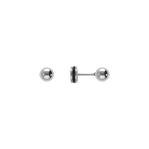 Boucles d\'oreille tige en acier boule 5mm fermoir � vis et caoutchouc - Vue 2