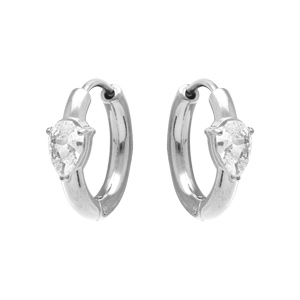 Croles en acier 11mm articule motif poire en oxyde blanc - Vue 2