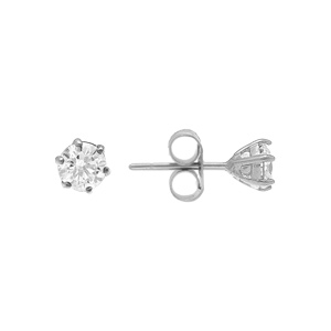 Boucles d\'oreille tige en acieracier oxyde blanc 4mm serti 6 griffes - Vue 2