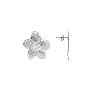 Boucles d\'oreille tige en acier fleur 30mm - Vue 2