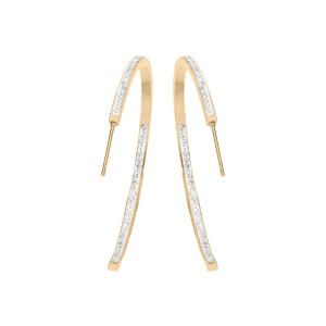 Croles en acier et PVD jaune ornes de cristaux blancs - Vue 2