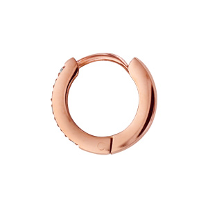 Cr�oles fantaisies en acier et PVD rose articul�es avec oxydes blancs sertis sur 1 face - Vue 2