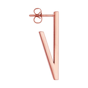 Boucles d\'oreilles en acier et PVD rose forme g�om�trique triangle et fermoir poussette - Vue 2