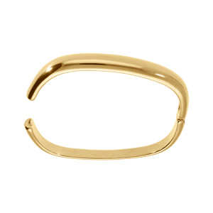 Bracelet en acier dor jaune demi jonc forme rectangulaire articul diamtre 60x51mm - Vue 2