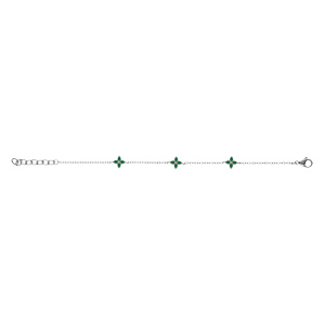 Bracelet en acier trois fleurs r�sine vert - 16+3cm - Vue 2