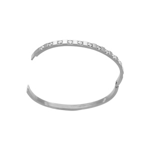 Bracelet en acier rigide articule oxydes blancs sertis 63x47mm - Vue 2