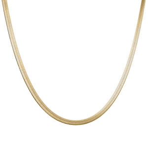 Collier acier PVD dor� maille miroir 4mm en r�glable 40 � 43cm - Vue 2