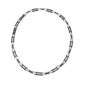 Collier en acier et PVD noir avec c�ble 49+4cm r�glable double fermoir - Vue 2