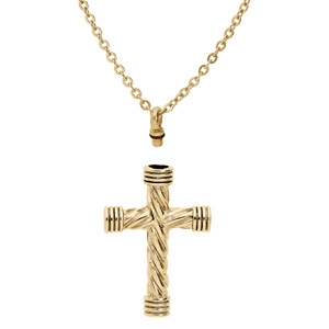 Collier en acier et PVD jaune cha�ne avec pendentif \