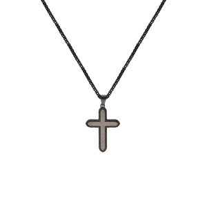 Collier en acier patin� avec croix marron 40x30mm 60cm - Vue 2