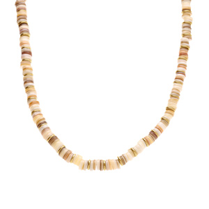 Collier en acier et PVD dor� rondelles coquillage nacr� 35+9cm - Vue 2
