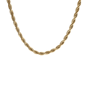 Collier en acier et PVD dor� maille corde 4mm 45+5cm - Vue 2