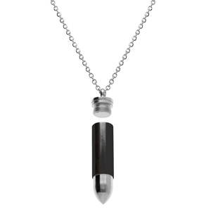 Collier en acier avec pendentif balle de fusil en  PVD noir (10 x 42mm),   55+5cm - Vue 2