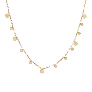 Collier en acier dor� pampilles pastilles lisses 39+4cm - Vue 2