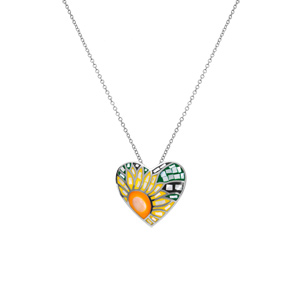Collier Stella Mia en acier pendentif coeur rsine multi couleur  - 45+10cm - Vue 2