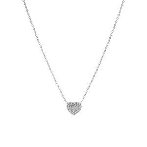 Collier en acier coeur r�sine et stass 39+5cm - Vue 2