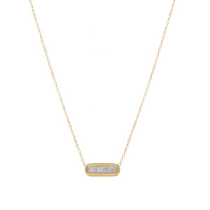 Collier acier dor� motif rectangle avec strass r�glable 40 � 45cm - Vue 2