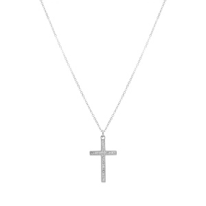 Collier acier croix et strass r�glable 40 � 45cm - Vue 2