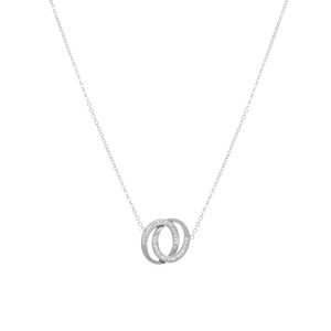 Collier acier double anneaux et strass r�glable 40 � 45cm - Vue 2