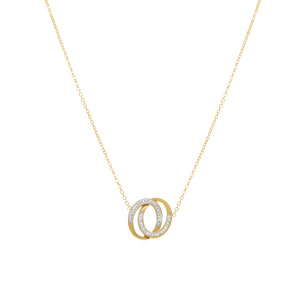 Collier acier dor� double anneaux et strass r�glable 40 � 45cm - Vue 2