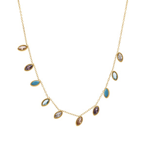 Collier en acier dor� navette tutti frutti 40+5cm - Vue 2