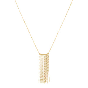 Collier en acier dor� pendant multi fils  - 40+5cm - Vue 2