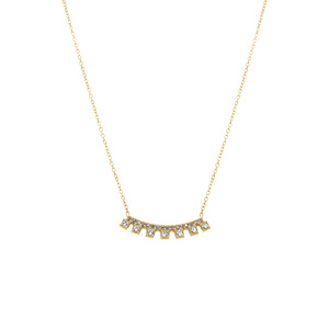 Collier en acier dor� barrette d\'oxydes blancs sertis 40+5cm - Vue 2