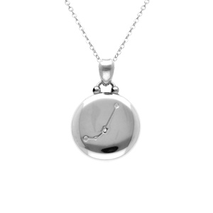 Collier en acier avec m�daille 15mm zodiaque b�lier recto verso constellation,  40+10cm - Vue 2