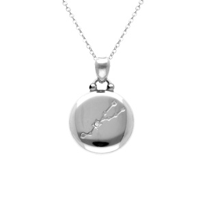Collier en acie ravec  m�daille 15mm zodiaque taureau recto verso constellation,  40+10cm - Vue 2