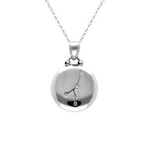 Collier en acier avec m�daille 15mm zodiaque cancer recto verso constellation,  40+10cm - Vue 2