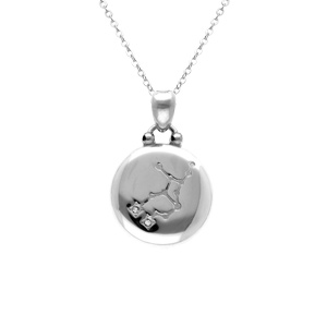 Collier en acier avec m�daille 15mm zodiaque vierge recto verso constellation,  40+10cm - Vue 2