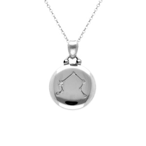 Collier en acier avec m�daille 15mm zodiaque balance recto verso constellation, 40+10cm - Vue 2
