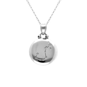 Collier en acier avec m�daille 15mm zodiaque scorpion recto verso constellation, 40+10cm - Vue 2