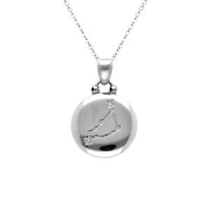 Collier en acier avec m�daille 15mm zodiaque capricorne recto verso constellation, 40+10cm - Vue 2