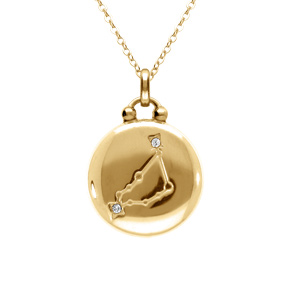 Collier en acier dor� aveccm�daille de 15mm zodiaque capricorne recto verso constellation, 40+10cm - Vue 2