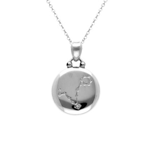 Collier en acier avec m�daille 15mm zodiaque poissons recto verso constellation,  40+10cm - Vue 2
